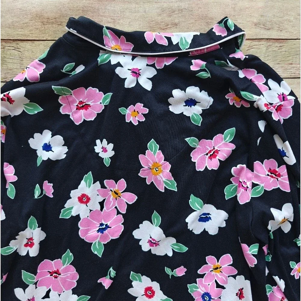 Kate Spade Floral Pajama Set Black Pink Size Large / X-Large